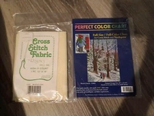 Perfect Color Chart Cross Stitch #91003 Winter Church 10"x 13.75" & 1pc Aida NEW