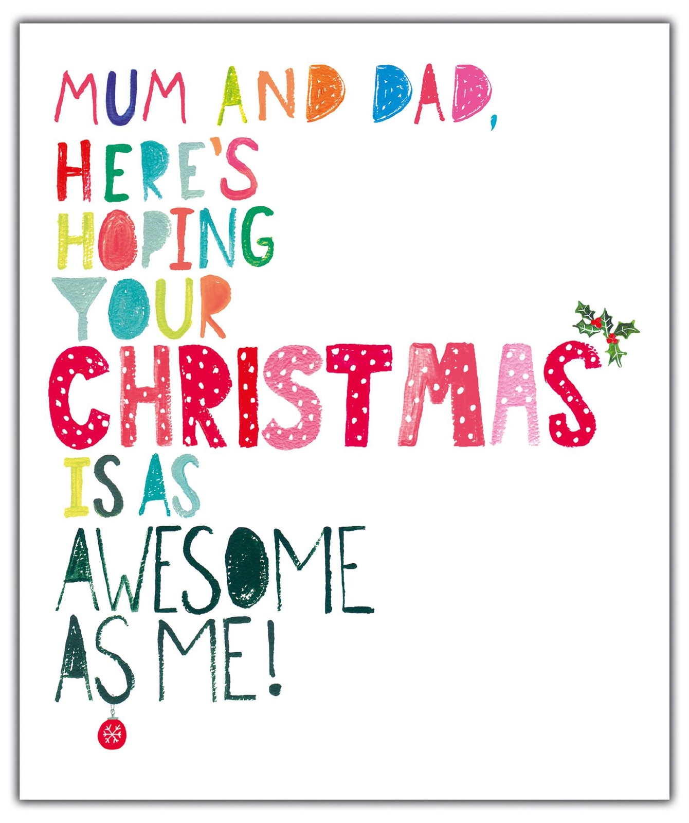 Emotional Rescue Mum And Dad Christmas Card, Funny Christmas Cards Mum And Dad,
