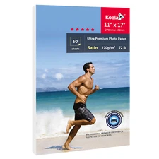 Koala Ultra Premium Satin Photo Paper 11x17 72lb Inkjet Printer Epson Canon 50Ct