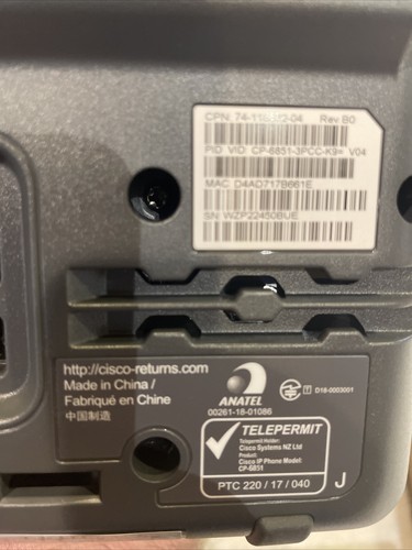 Cisco 6851 Phone for MPP (NOTE: see description) CP-6851-3PCC-K9 - Picture 3 of 7