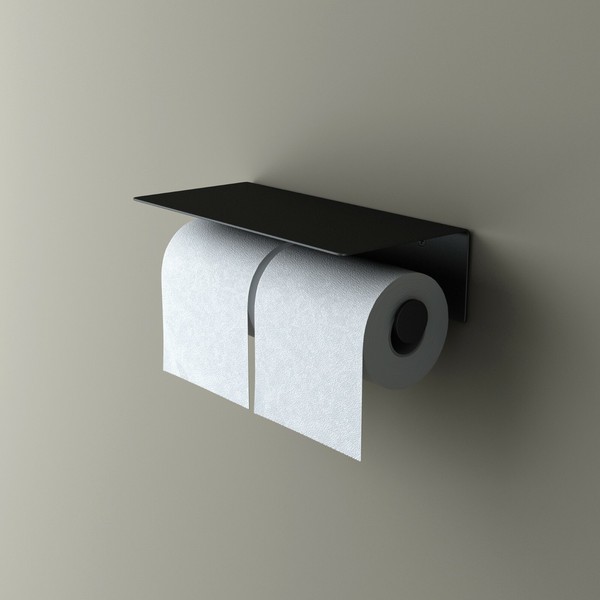Toilettenpapierhalter Ohne Bohren Edelstahl Klopapierhalter Mit Ablage Schwarz-image