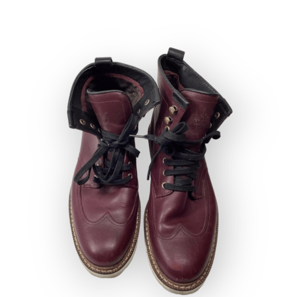 Timberland Waterproof Mid Cut Street Boots for Men Size 8.5 Maroon Burgundy