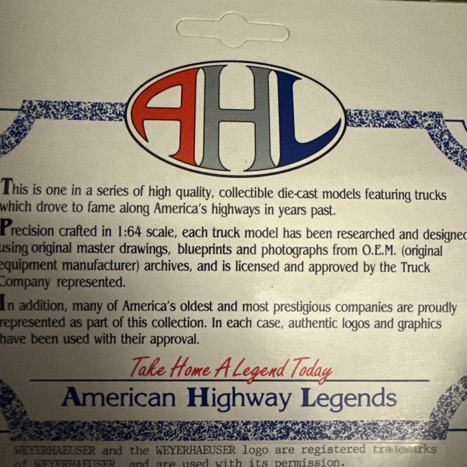 1991 Hartoy 1/64 AHL 1939 Peterbilt 260 Weyerhaeuser 4-Square Lumber Truck NIB - Image 4 of 4