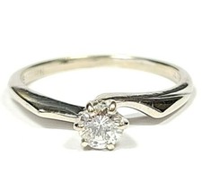 1/4 Carat Diamond 14k White Gold Engagement Ring Size 5 3/4