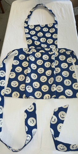 Burger Chef 1970’s Uniform Apron Blue White Smiley Face Adjustable Snap Neck - Picture 3 of 8