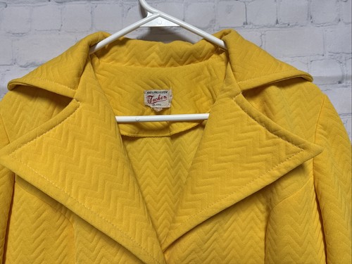 vintage retro Tucker women’s Yellow blazer Size large 60’s 70’s - Picture 6 of 7