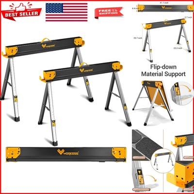 Versatile Heavy Duty Folding Saw Horse Set - 2600 lbs Strength, Compact Storage
