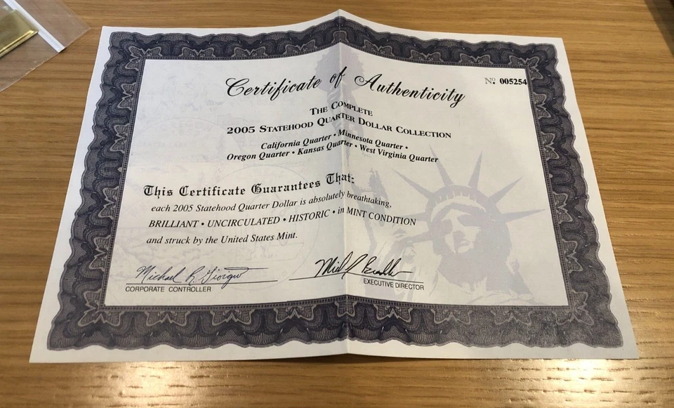 2005 State Quarter Collection uncirculated COA, case, tag * 10 U.S. coins * UCG - Image 2 of 4