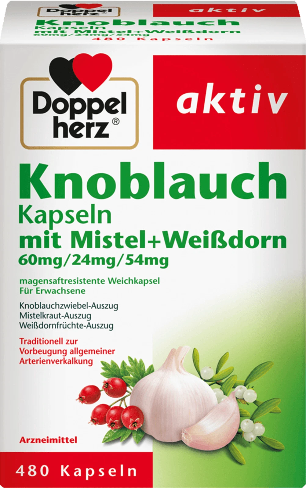 Doppelherz Garlic Capsules with Mistletoe  Hawthorn 480pcs - from Germany
