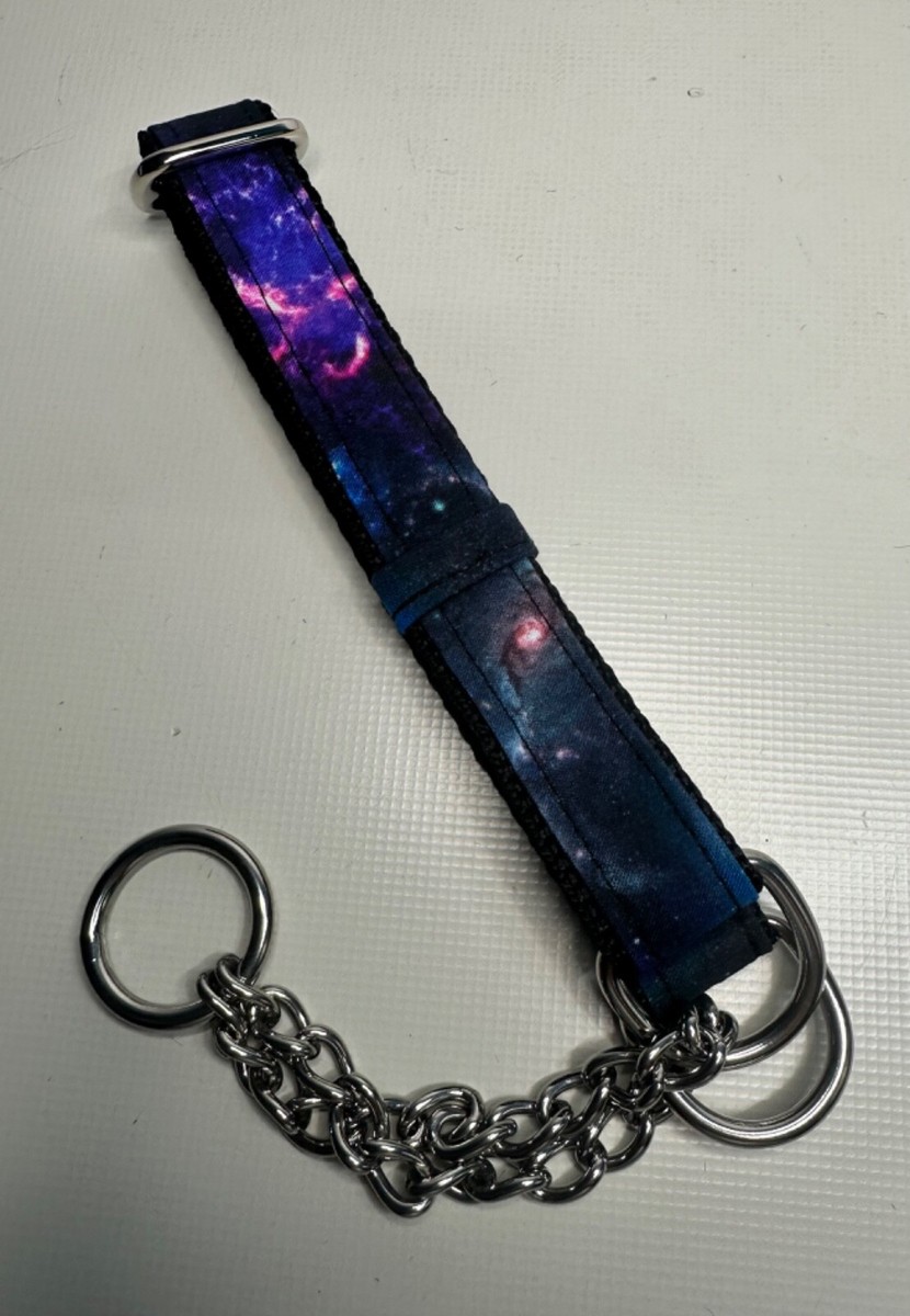 Martingale half check choke chain adjustable dog collar midnight