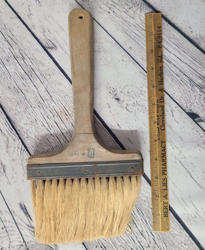 Vtg 12" Large Wallpaper Paint Brush Wood Handle Rustic Primitive Farmhouse Decor