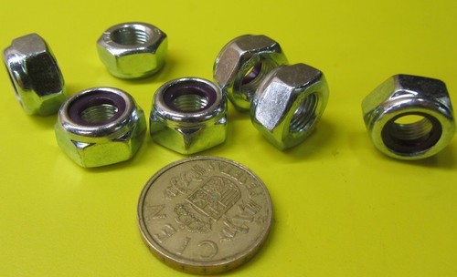 Zinc Plate, Class 10, Nylon Insert Lock Hex Nuts RH, M10 x 1.0 x 17mm W, 50 Pc - Bild 3 von 11