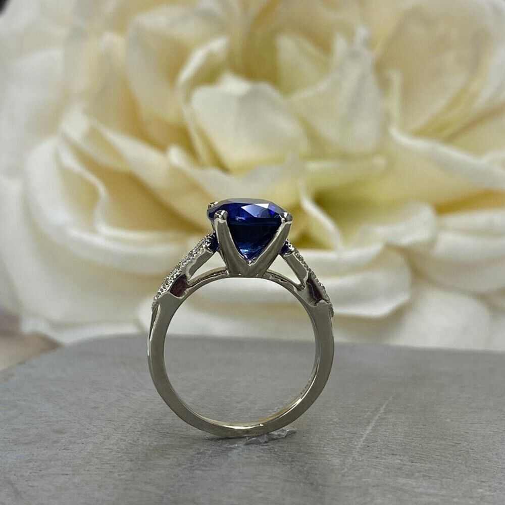 Solid 950 Platinum 4.04ct Certified Sapphire Wedd… - image 4