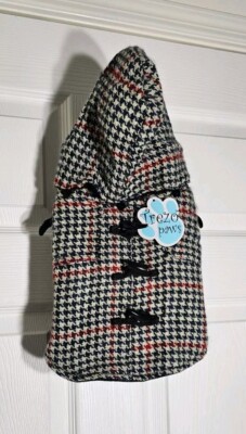 Trezo Paws Dog Sweater Coat Hooded Plaid Red Green Soft Size Small Jacket