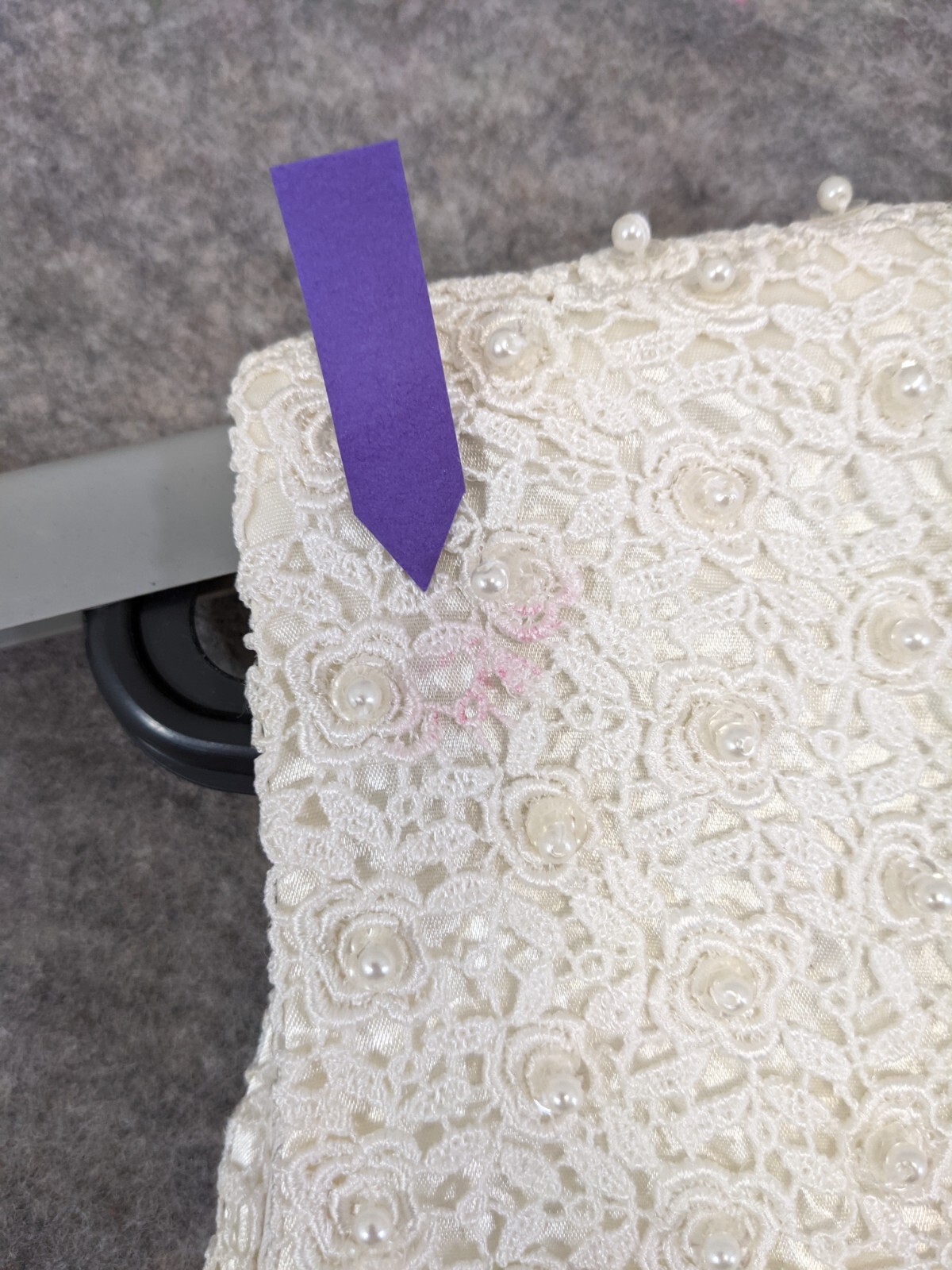 Handmade Maxi Dress Women Small Purple White Beaded Lace Bodice Thigh Slit Prom