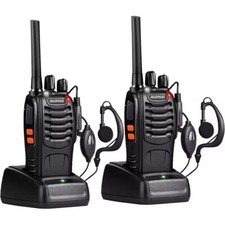 2x Baofeng BF-88E PMR446 MHz Walkie Talkie Long Range Two Way Radio + Earpiece