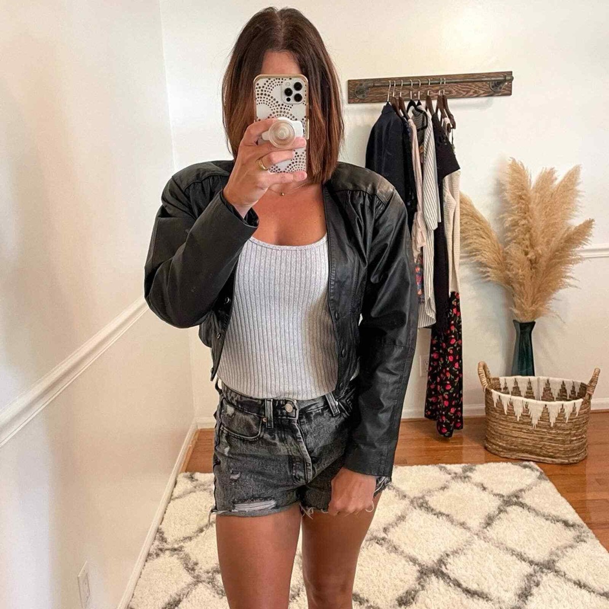 Vintage Leather Cropped Bomber Jacket XS | eBay