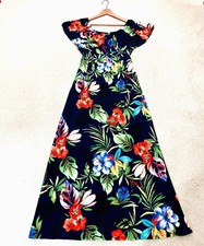 FASHION TO FIGURE Blue Green Yellow Red Floral Long Maxi Dress Size 3 S Small