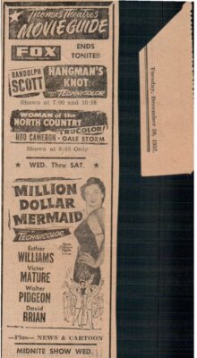 1952  Million Dollar Mermaid  Esther Williams movie ad 6.5x2   0C24