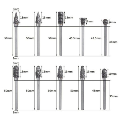 10 tlg Frässtift 3mm Wolframcarbid Hartmetallfräser Schaftfräser Fräser Bohrer 10 tlg Frässtift 3mm Wolframcarbid Hartmetallfräser Schaftfräser Fräser Bohrer