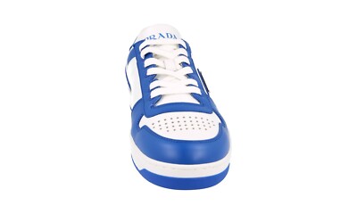PRADA DOWNTOWN SNEAKERS SHOES 2EE364 BLUE WHITE LEATHER NEW