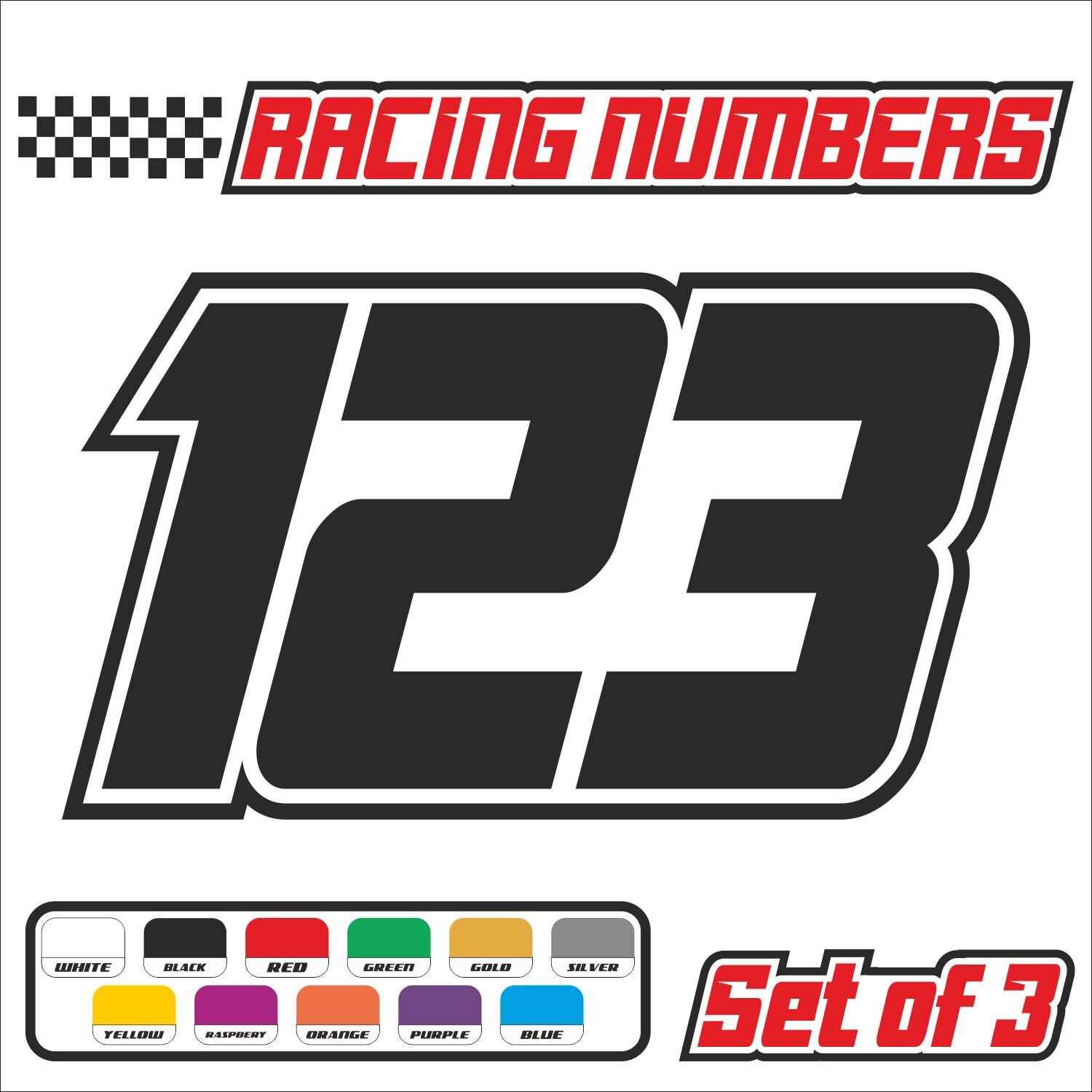 3x Custom Race Numbers Stickers Decals Racing Dirt bike MX Motocross | eBay