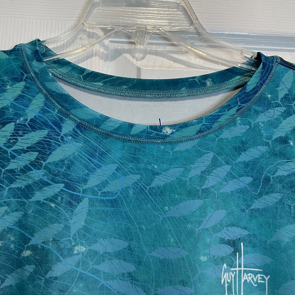 Guy Harvey Women's Long Sleeve Sun Shirt Fishing Aqua Blue School of Fish Large - Image 2 of 4