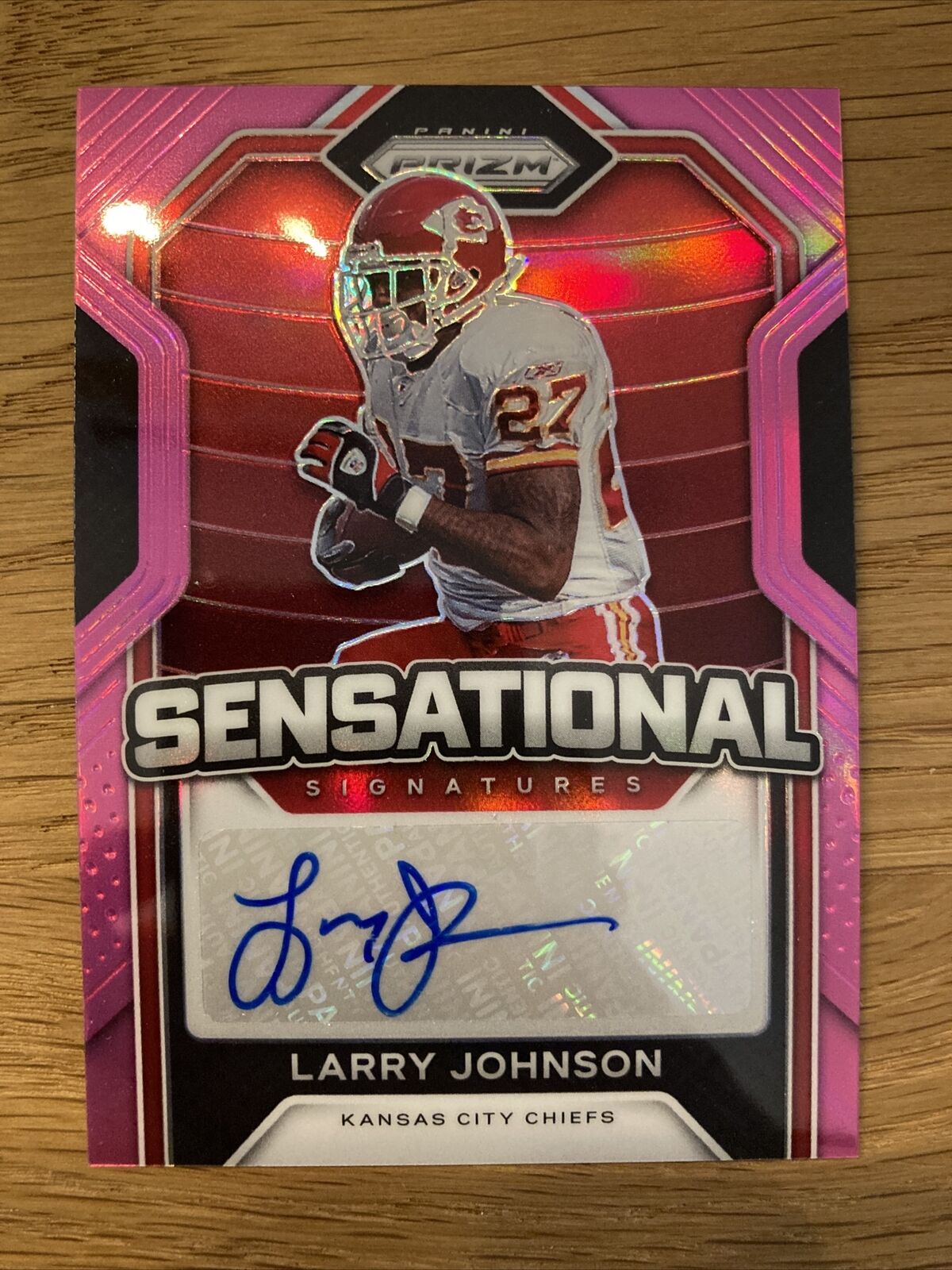 Larry Johnson Auto Pink Prizm Sensational Signatures 2020 Prizm #31 CHIEFS NFL