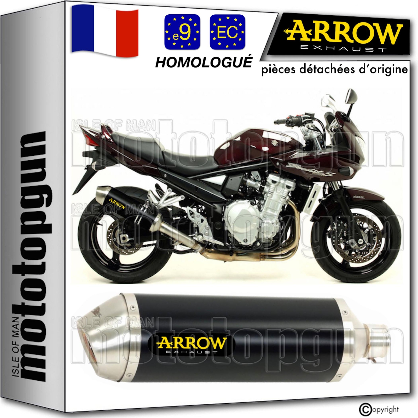 Pot echappement Arrow Race-Tech noir homologue pour Suzuki Bandit 650 2013
