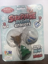 Surprise Inside Erasers 3 Party Supplies Christmas Rudolph the Rednosed Reindeer