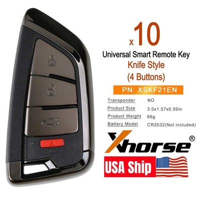 10x Xhorse Universal Smart Remote Key Knife Style 4 Buttons XSKF21EN for VVDI2