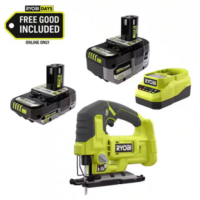 ONE+ 18V Ryobi Kit W/ 4.0 Ah Battery, 2.0 Ah Battery, Charger, Cordless Jig Saw