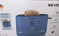 Severin Toaster AT4327 FüR 2 Scheiben, BröTchenaufsatz Aus Edelstahl Blau
