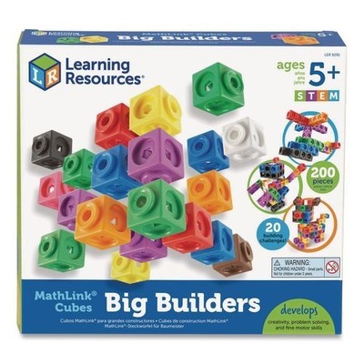 Learning Resources MathLink Cubes Big Builders, Grades 1 to 4, 200 Pieces