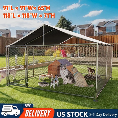 #ad #ad Large Dog Kennel Outdoor with Roof Heavy Duty Dog Enclosure Outside Pet Fence $199.99