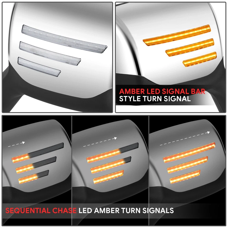 Par de espejos retrovisores laterales con campana de señal de giro de barra de luz LED para Peterbilt 579 2022-2025 Foto 4 de 4