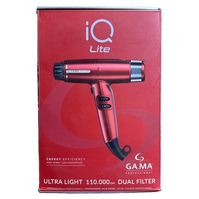 GA.MA Professional iQ Lite Red Hair Dryer Set w/ Diffuser, Cool Shot, 2 Speed