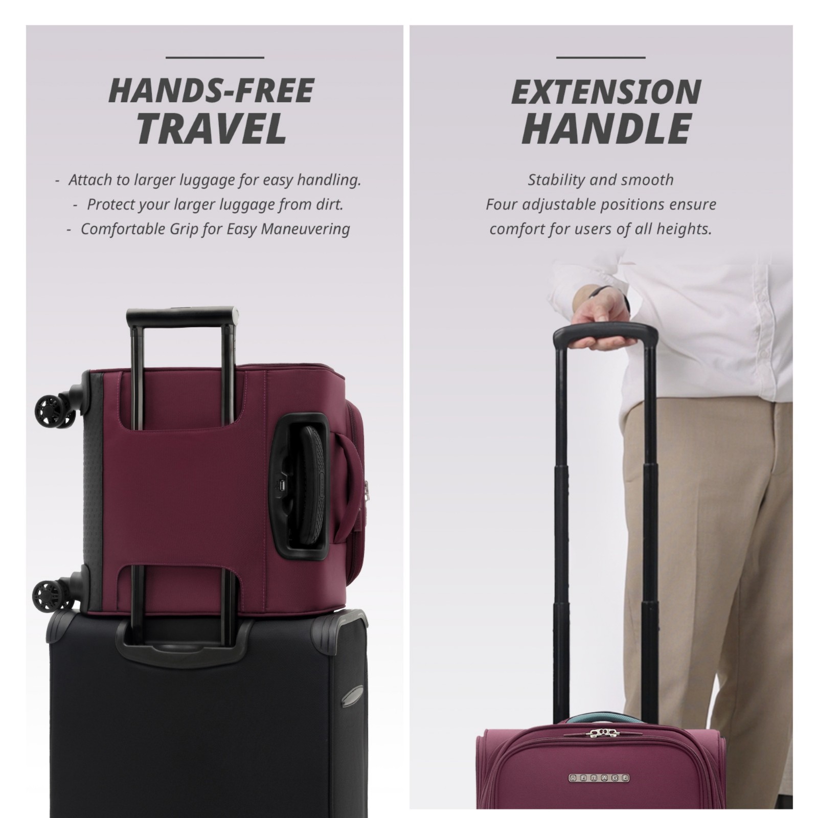 Verage  14-16 Inch Under Seat Luggage Wheels, Charging Softside Airline Suitcase