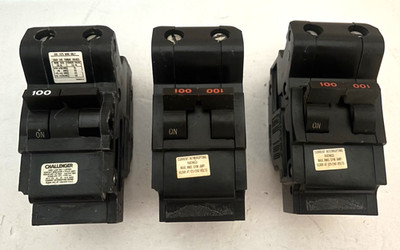 Lot of 3 FPE 100 Amp 2 Pole Stab-Lok Circuit Breakers