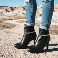 Women Fashion 2 Boot Bracelets Gold Metal Chain Shoe Silver Mesh Bling Charm USA