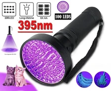 UV Ultraviolet Light Flashlight Inspection 100 LED BlackLight 395nM Lamp Torch