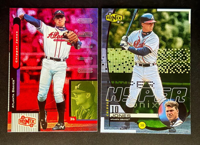 1999 UD Ionix Hyper & Nitro Inserts Chipper Jones Braves HOF (Lot of 2 cards)