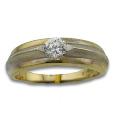 Bicolor Solitär Gold Ring 333 8 Kt Gelbgold Weißgold Gr. 58 Goldring Wert 580,-