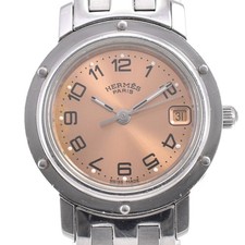 discount HERMES Clipper CL4.210 Date D-buckle Pink gold Dial Ladies P#143251