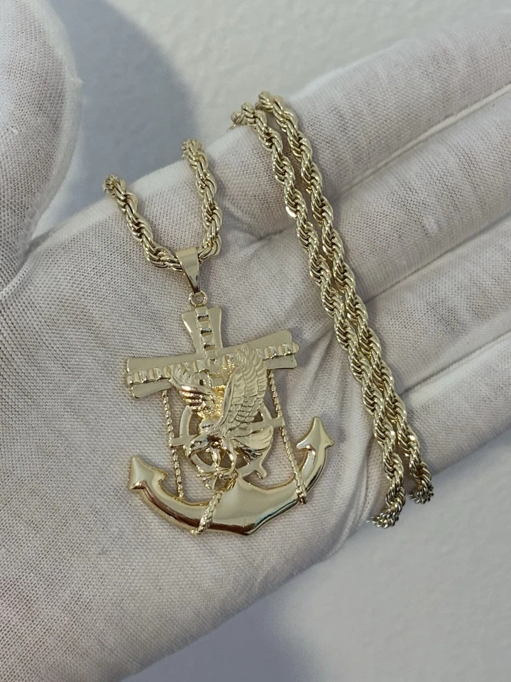 "Colgante de águila ancla con cadena de cuerda de 22"" de 4 mm - collar para hombre" Foto 3 de 3
