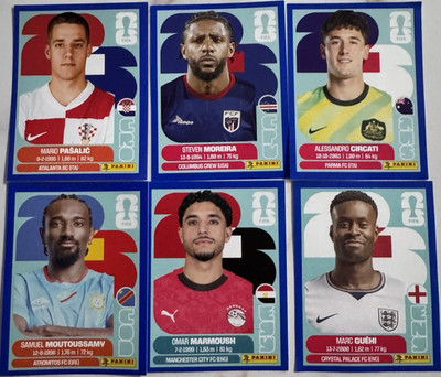 Panini FIFA World Cup 2026 BLUE Soccer Sticker Lot of 6 Players