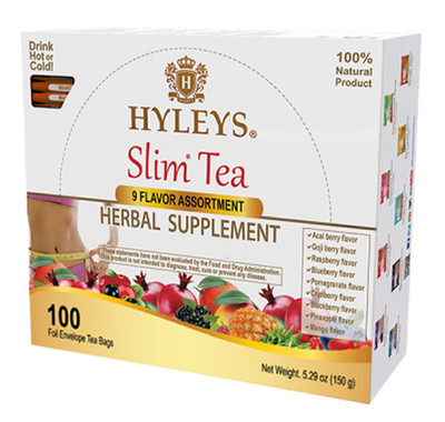 HYLEYS Slim Tea 9 Flavor Assortment 100 Ct - Weight Loss Herbal Supplement Clean