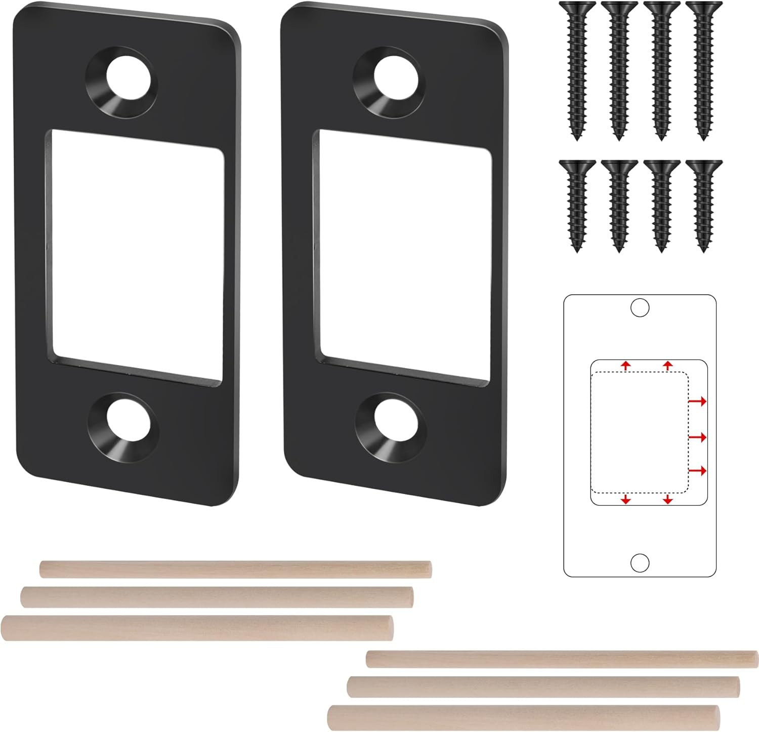 2 Pk Upgrade Large Hole Deadbolt Restorer Strike Plates, Stainless Steel round C