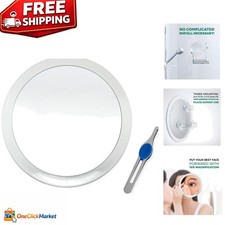 Suction 10x Magnifying Bathroom Mirror with Bonus Tweezers - 8-Inch Round Design