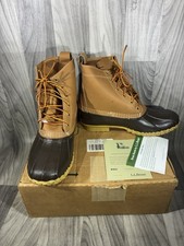 NIB LL Bean Mens 8" Bean Boots Tan Brown Leather Duck Boots 175052 Size 9 M